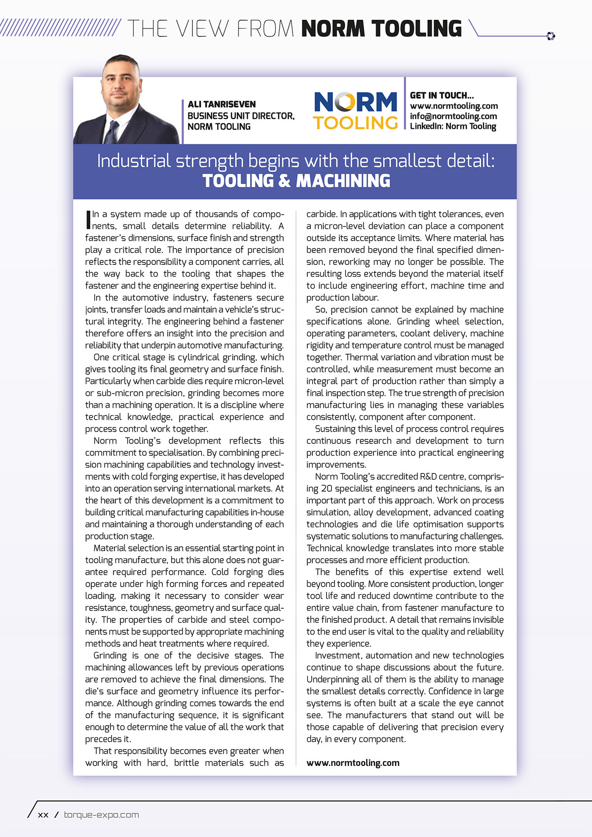 Endüstriyel güç, en küçük ayrıntıyla başlar: TOOLING & TALAŞLI İMALAT